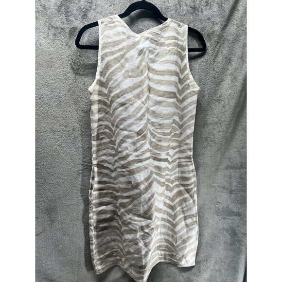 i Linen Lifestyle Medium Zebra Linen Dress Lagenlook Lightweight Resortwear - Picture 4 of 4